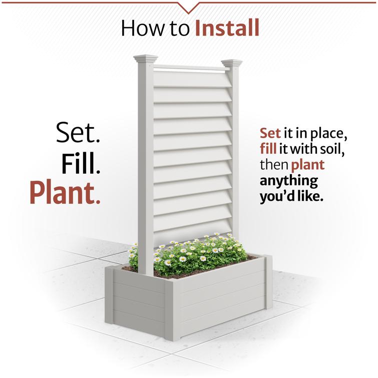 Lexington Louvered Freestanding Privacy Screen w/ Planter Box